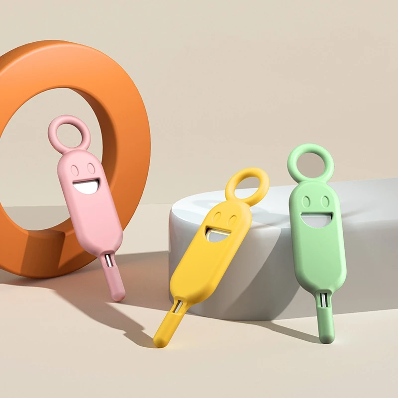 New Arrival Creative Smile Anti-loss SIM Card Tray Multi-use Eject Pin Silicone Protector Phone Accessories