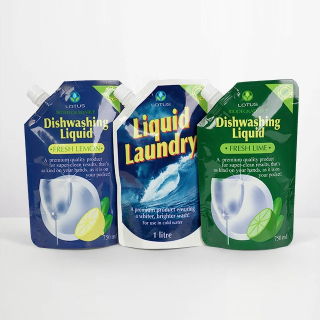 Plastic Liquid Washing Powder Packaging Bag Laundry Detergent Doypack spout pouch