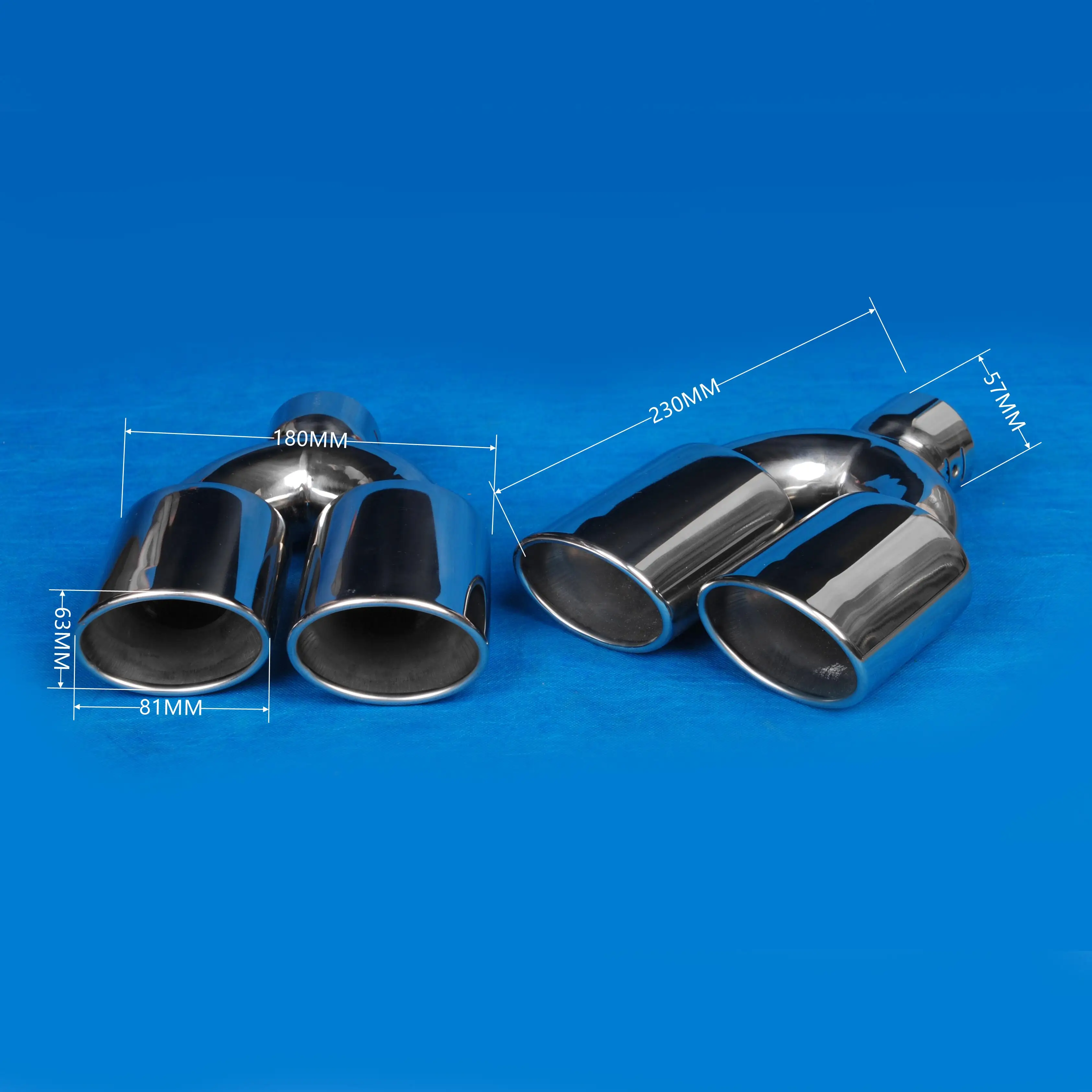 stainless steel Oval exhaust muffler Dual Outlet Exhaust Tips