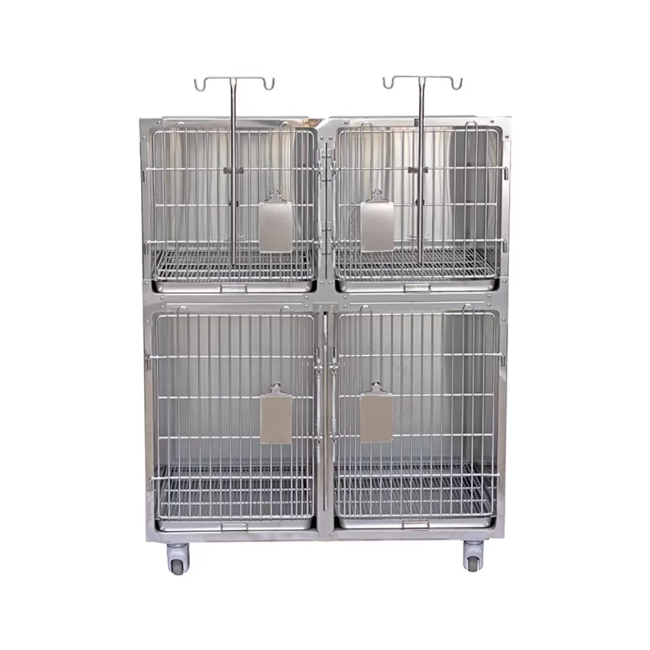 Hacenor Veterinary Stainless Steel Dog Cages Pet Icu Cage Vet Cage Bank  With Wheels For Animal Hospital