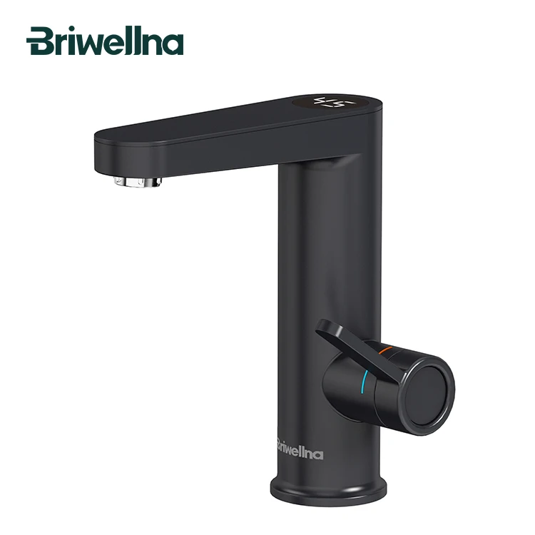 Briwellna 220V 3200W Bathroom ABS Electric Tap Instant Electric Heater Faucet with Digital Temperature Display