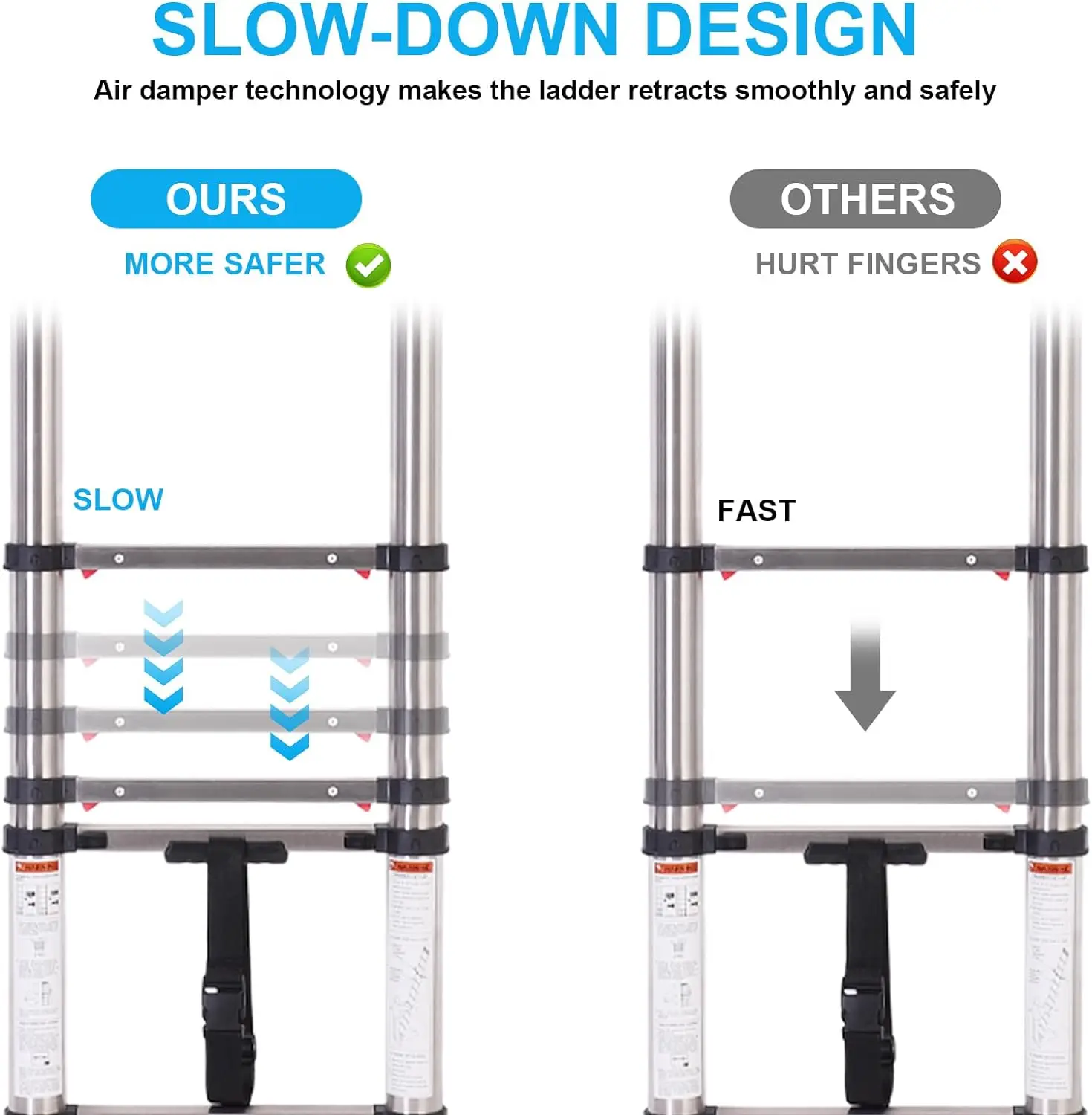 Heavy-Duty Retractable Aluminum Telescopic Ladder Modern Loft Industrial Design Durable Folding Step for Libraries
