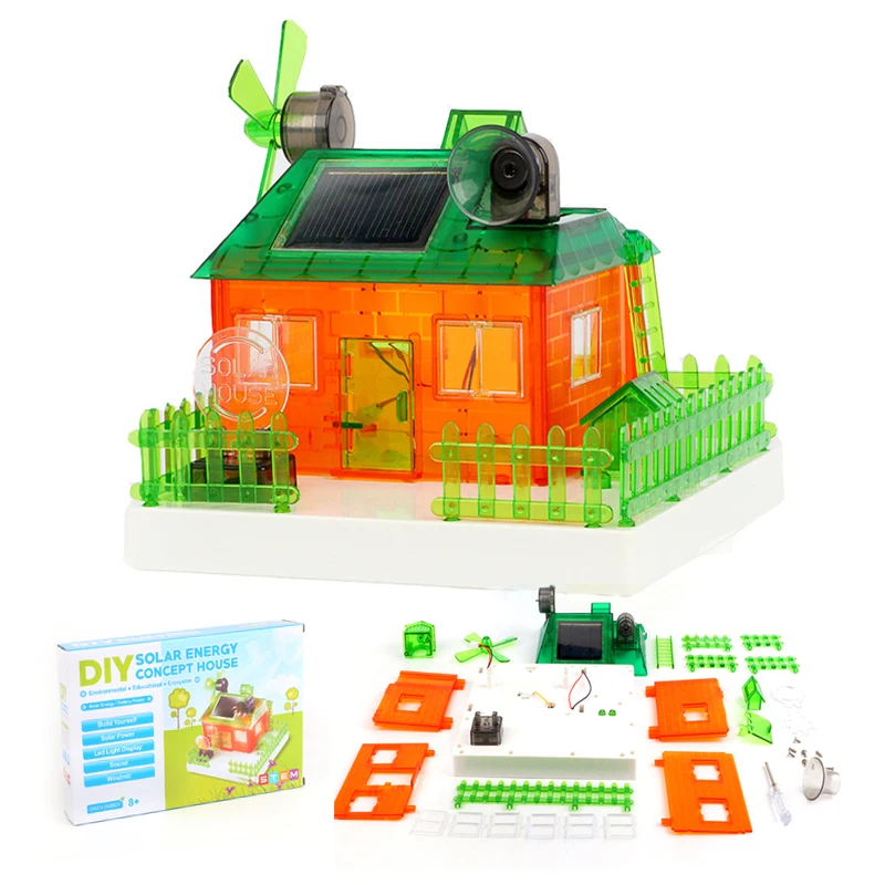 Wholesale Diy Science Stem Creation Solar Energy Concept House Building Block Toy with Light And Voice