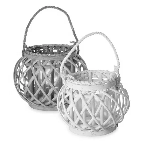 
Hot Selling Handmade Home Decoration Willow Candle Lantern with rope handle candle holider 