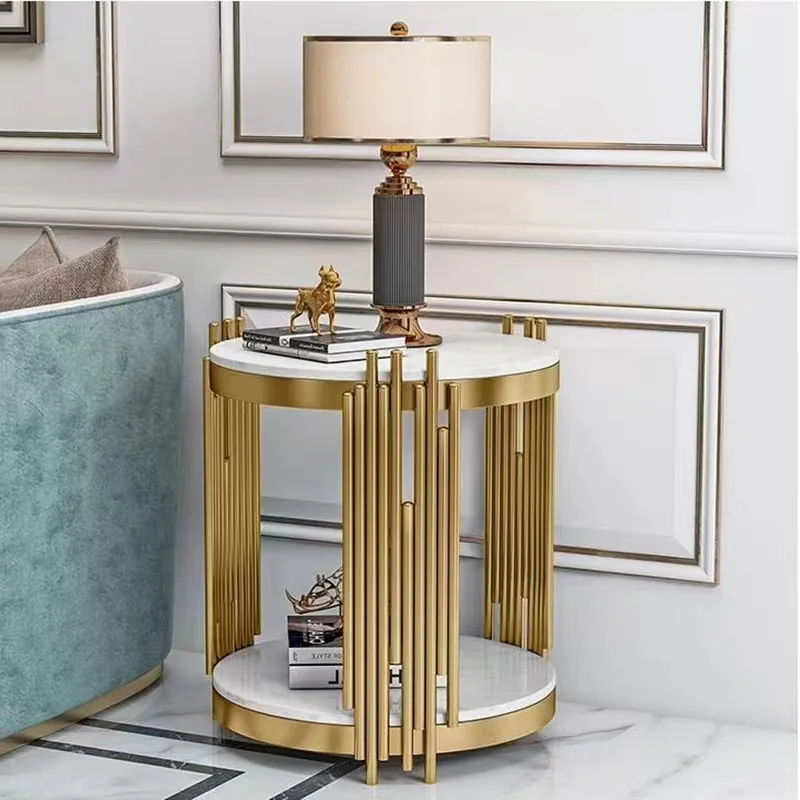 Modern art living room bedroom bedside side square marble center round gold end table