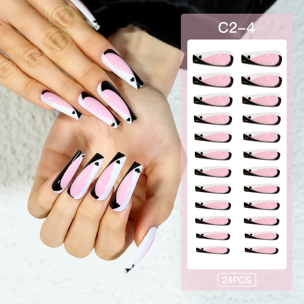 Missbloom Elegant Valentines Fake Nails Cross Color Pink Ballerina Press On Nail Drop Shipping