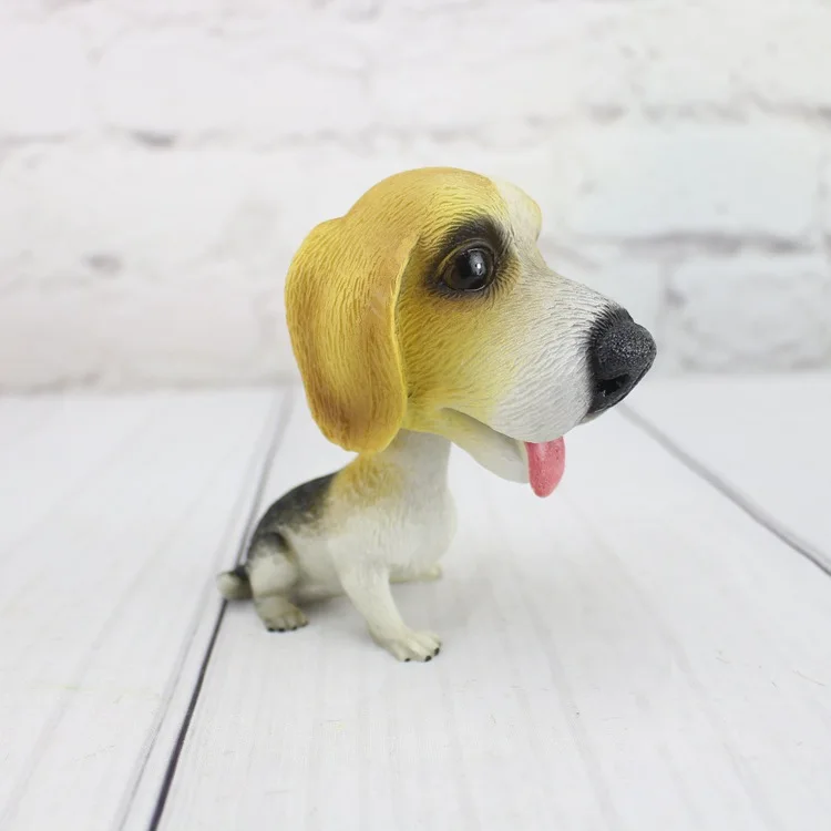 Cute doll simulation resin spring shake head dog car interior decoration lucky pet dog