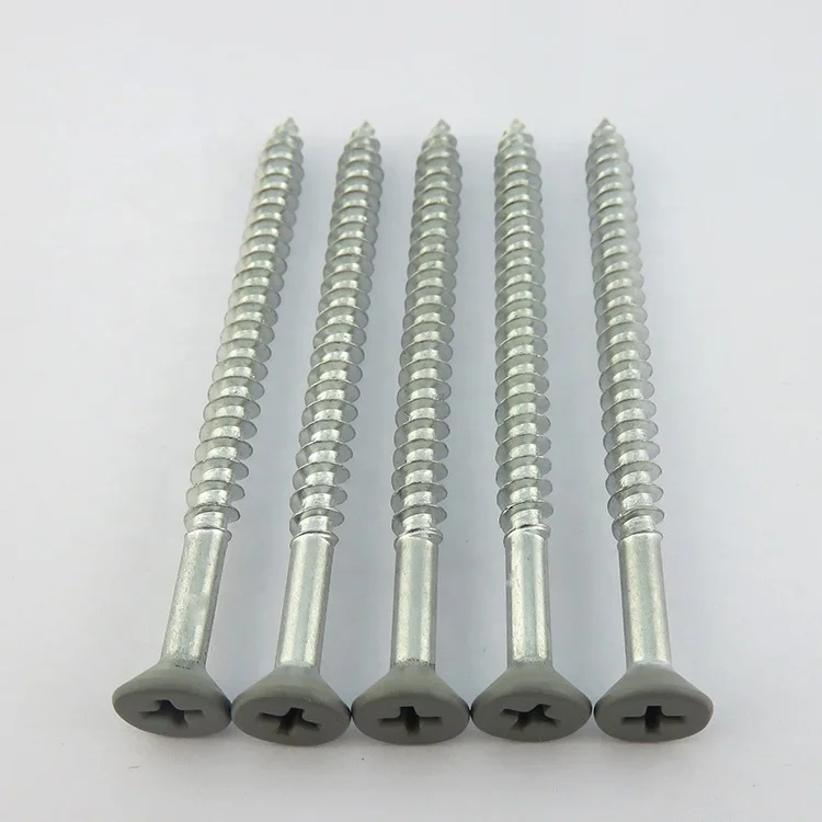 Coated head  white zinc plated countersunk wood lag screws confirmate screw