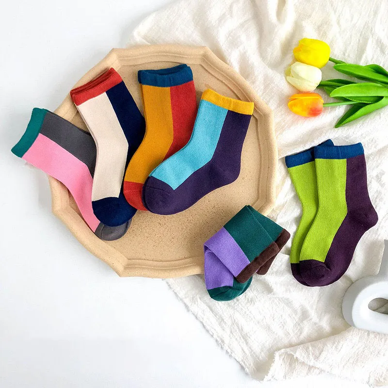 Wholesale Custom Logo Baby Girls Child Tube Sock Kids Boys Striped Children Socks Cotton