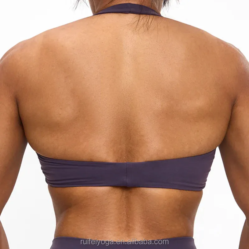 Custom Logo Sport Wear Workout Yoga Gym Fitness Sets Two Pieces Open Back Twisted Halter Sports Bra And Legging Set For Women