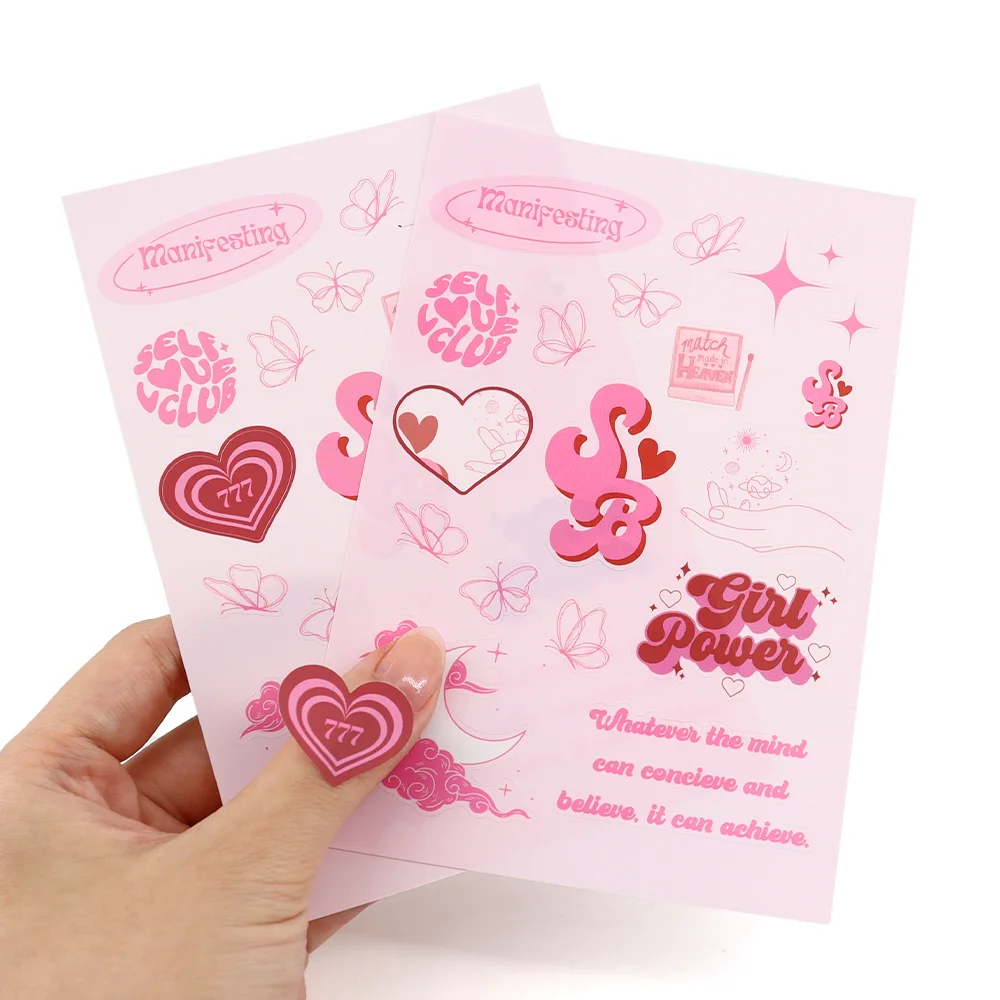 Custom A4 A5 A6 Full Colour Printing Waterproof Self Adhesive Vinyl Sheet Custom Logo Kiss Cut Sticker Sheet