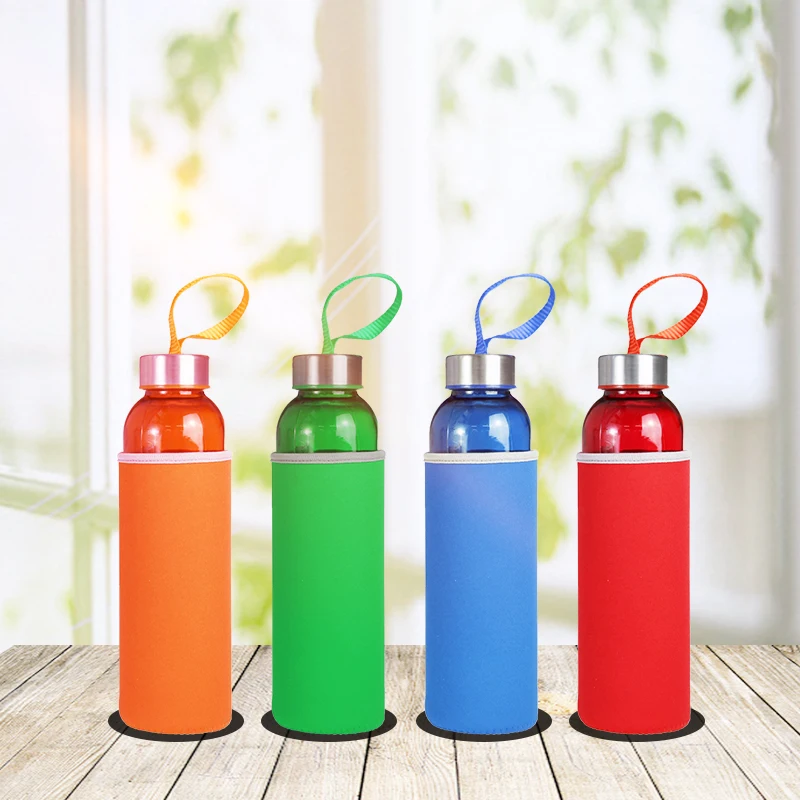 New Arrivals Glass Bottle Large Colorful  Glass Water Bottle 500ml for Adult