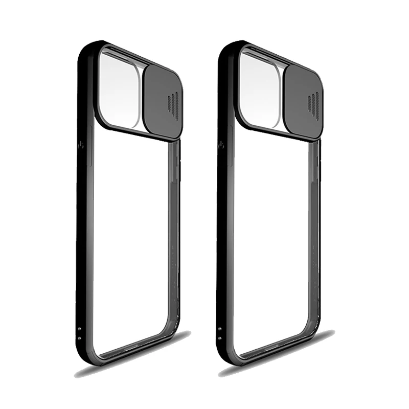 2023 Latest Product PC TPU Sliding Design Camera Protective Phone Back Cover for iPhone 11 12 Case black