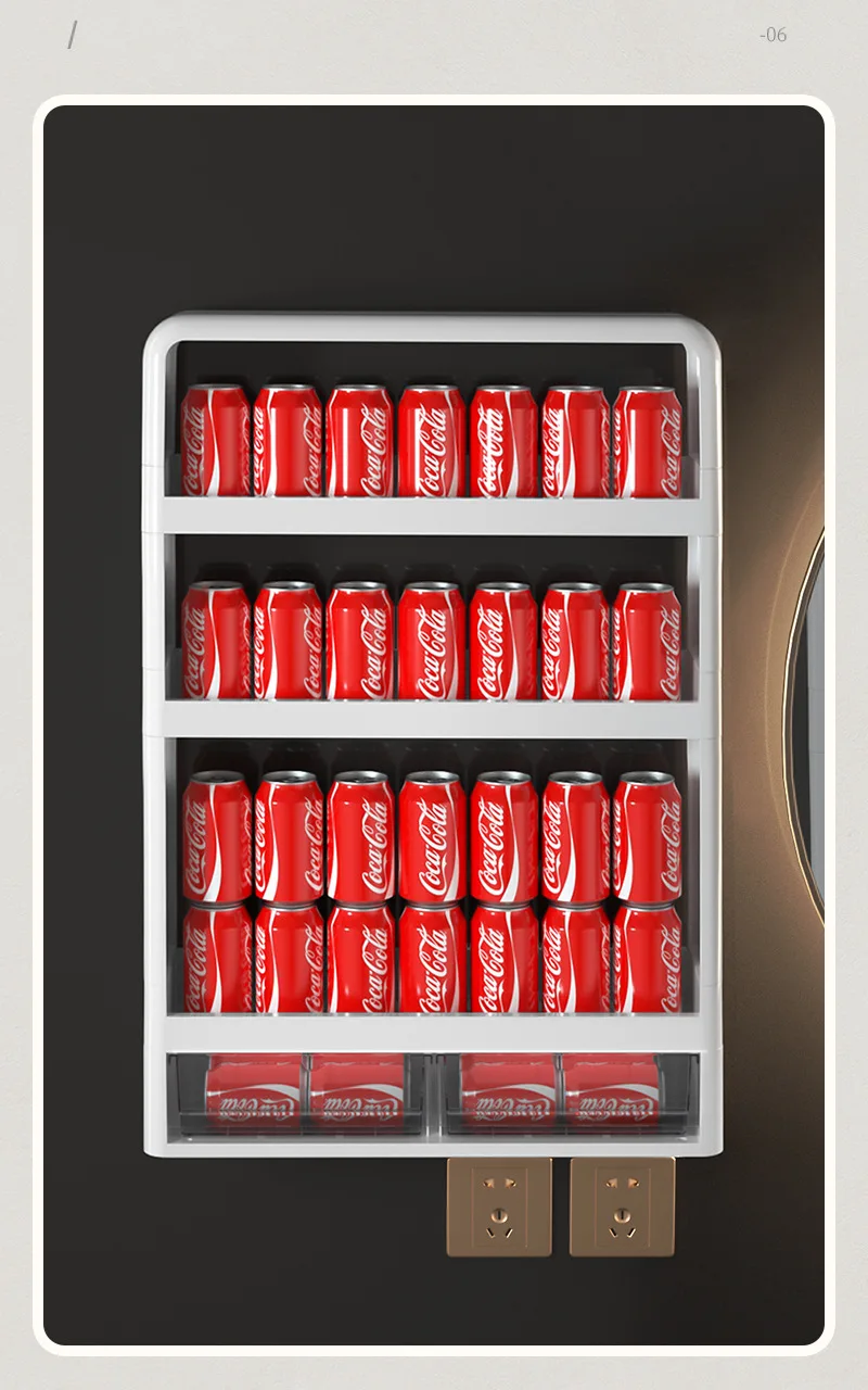 Customization Non perforated bathroom shelves with multiple layers of sturdy plastic cosmetics storage, wall mounted