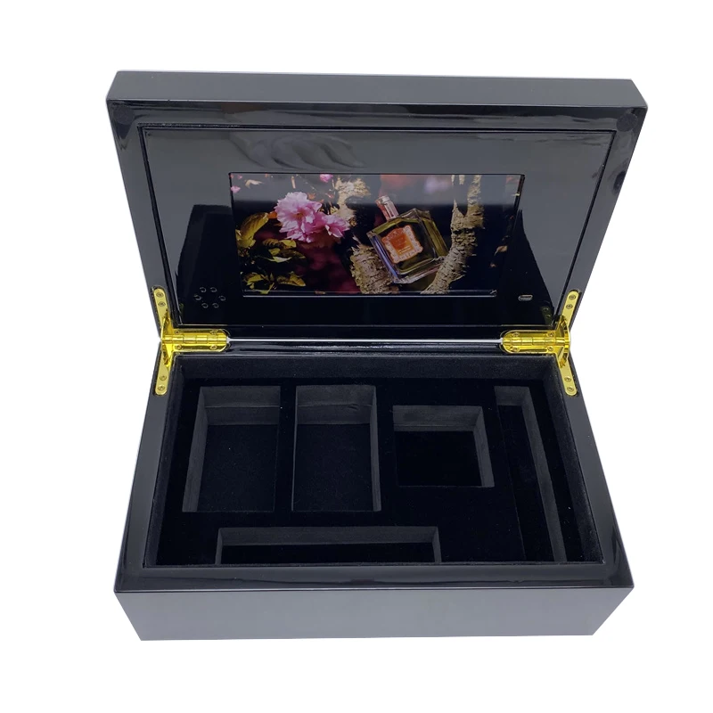 High quality 7 inch IPS/TFT gift wooden video brochure box with lcd screen