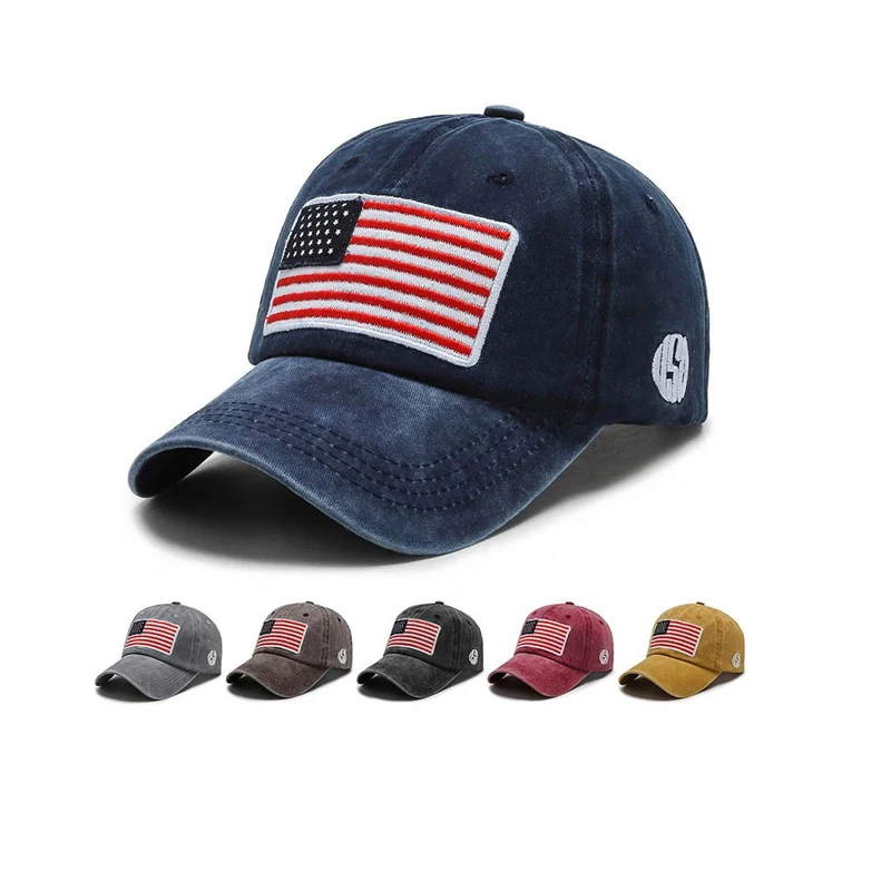 Wholesale Men Woman Baseball Caps Adjustable Embroidered Flag Baseball Cap American Cotton Sun Hats Unisex Solid Color Visor