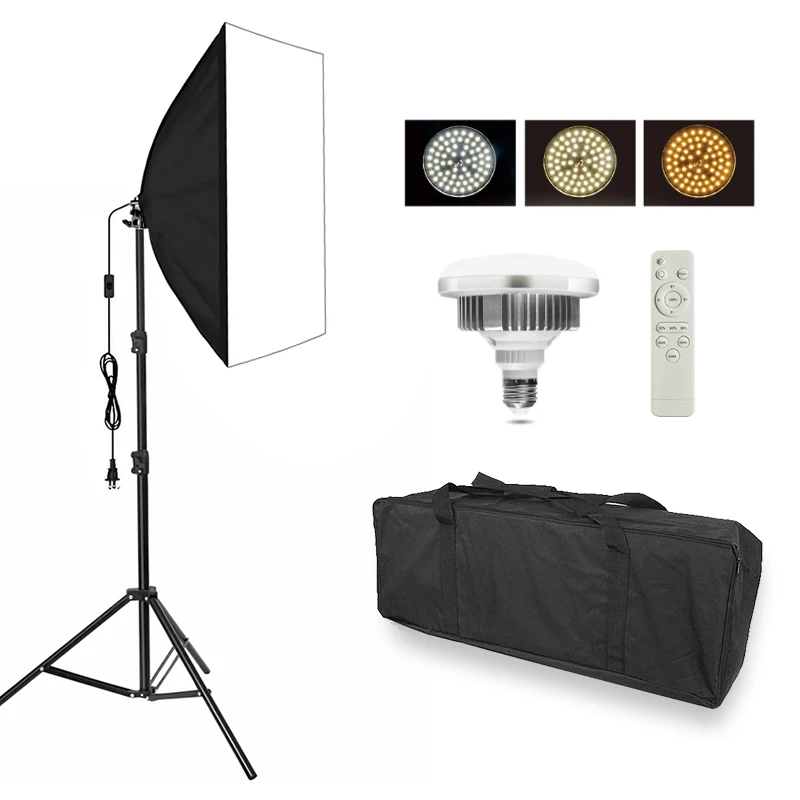 Photography Light kit Softbox Lighting Set with 3000K-5500K Bi-color LED Dimmable Bulb Professional Continuous Studio Equipment