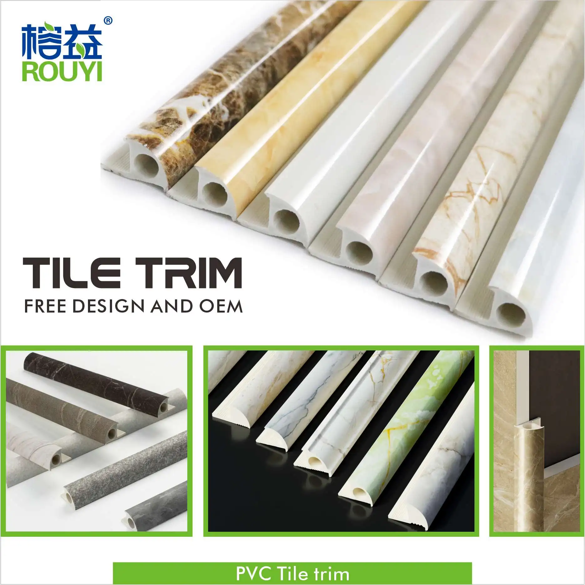 Wholesale High Quality Plastic Ceram Wall Tile Trim Wall Decorations Swim Pool Tile Edge Trim PVC Tile Trim