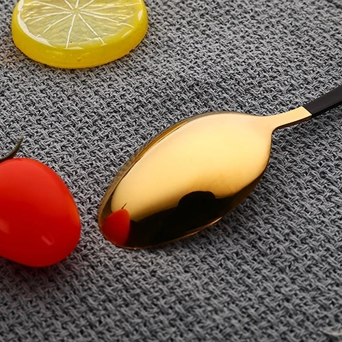 304 High Quality Handle Cutlaries Flatware Set 4pcs Black And Gold Cutlery