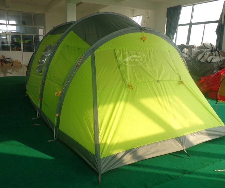 High Quality 6-Person Family Camping Tunnel Tent for Outdoor Adventure Two Rooms Large Vestibule Double Layer Fiberglass Pole