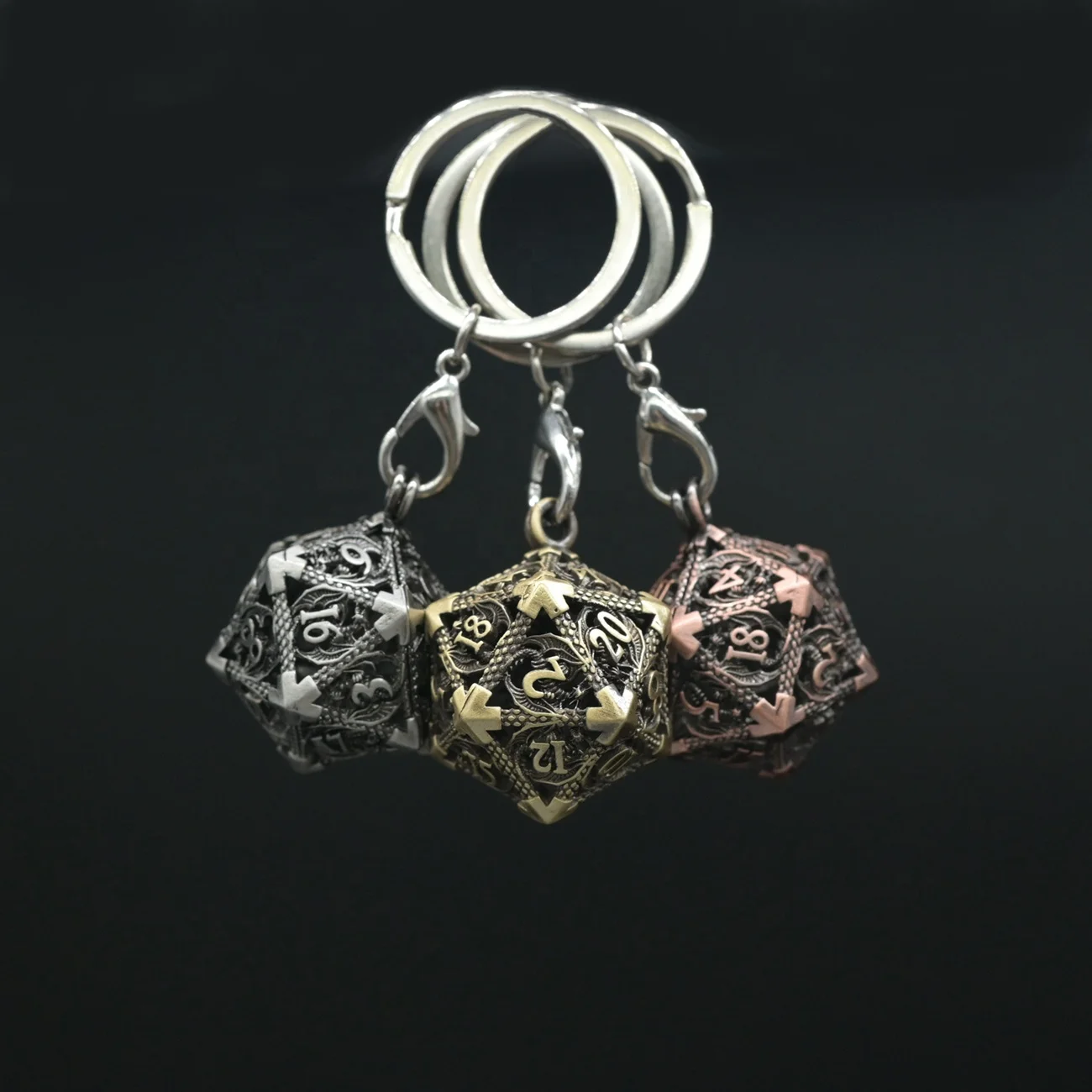 Factory Mini Portable D20 Accessories Metal Dice Keychain for Mini Dice Storage