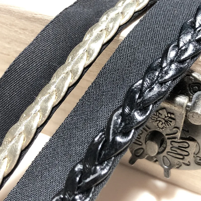 PU leather leather strip machine woven PU lace tape piping tape dance dress lace clothing bag ornament in stock