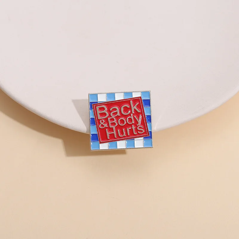 Wholesale high quality metal brooch pins custom geometric square back and body hurts soft enamel pin no minimum