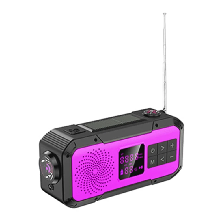 D589 Noaa Wb Emergency Radio Speakers Portable Charger Speaker with Solar Panel/Hand Powered