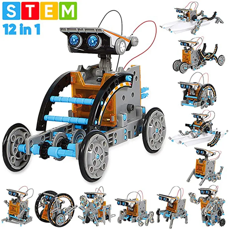 Автомобильная раздвижная собака-зомби STEM DIY сборные игрушки Самоустанавливающаяся Игрушечная машина на солнечной батарее 13 в 1 Интеллектуальный робот самоустанавливающийся