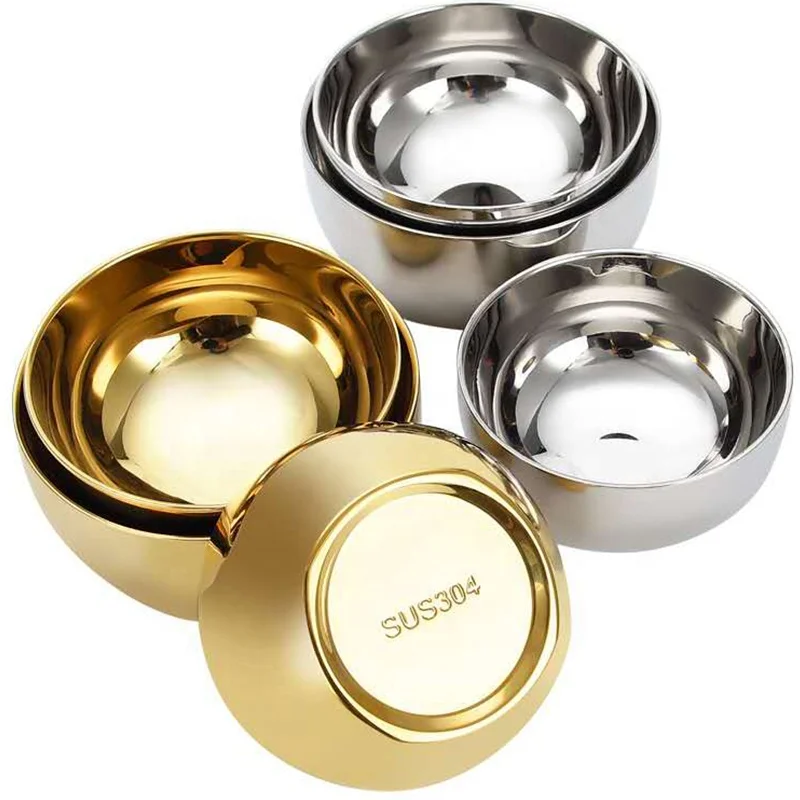 Tableware double wall insulated 304 stainless steel mixing bowl food bowls