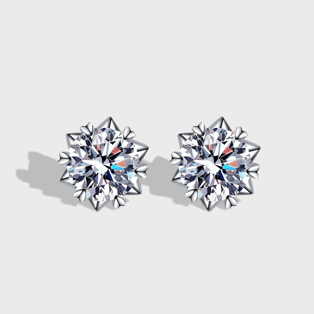 XIXI Wholesale 925 Sterling Silver Stud Earring Classic D Color Moissanite Zircon Fancy Earrings for Women