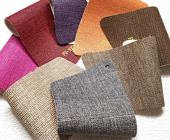 PVC Artificial Leather Customized different model Vinyl Two Tone for Sofas seat cover with knitted suede brushed Cotton backing