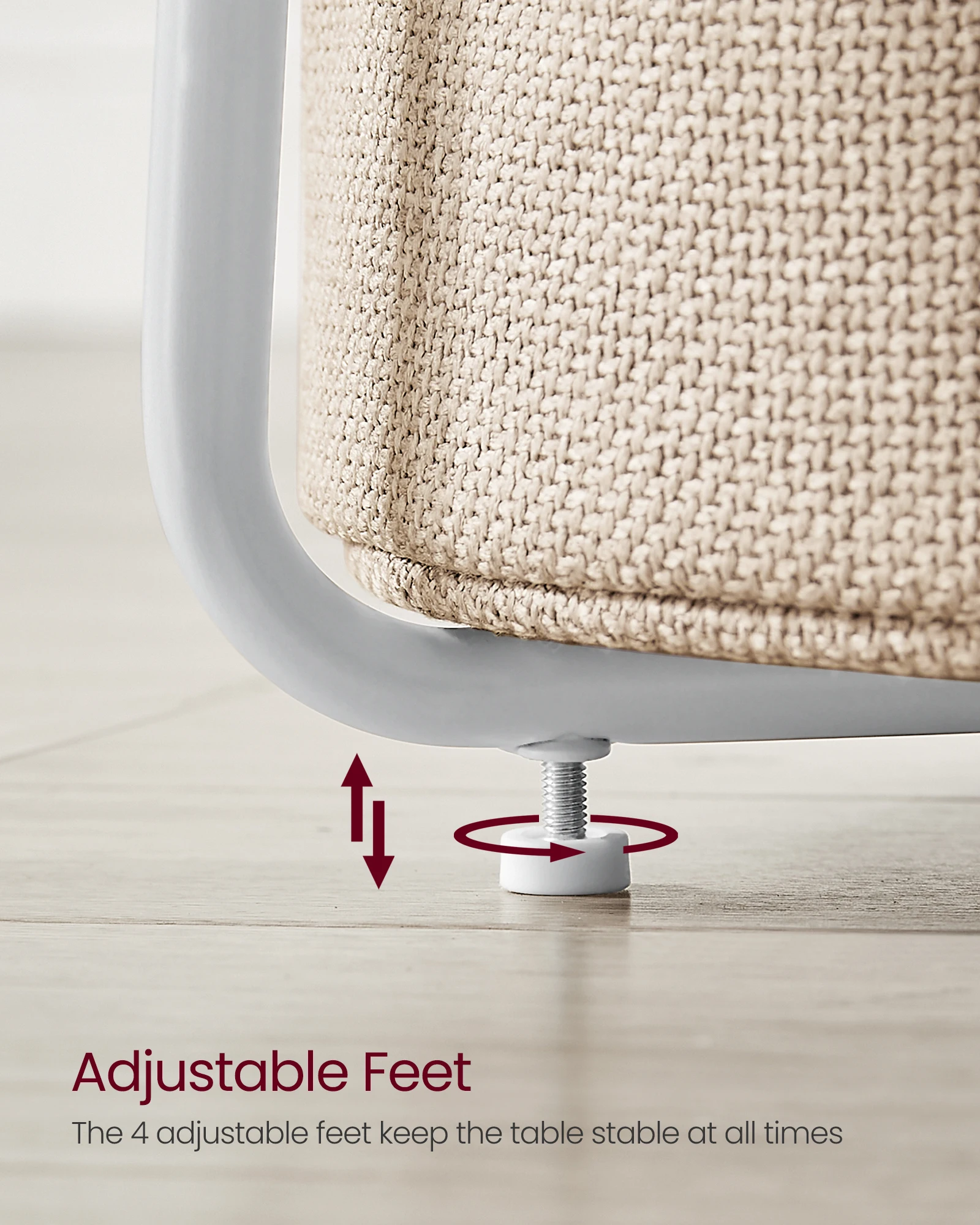 VASAGLE Modern Nightstand with Fabric Basket Classic Multicolor Small Round Side End Table