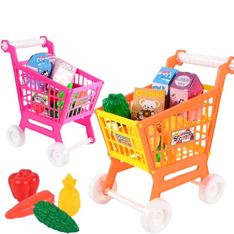 K2517 21pcs Mini Pretend Kitchen Shopping Cart Supermarket Play House Toys For Kids