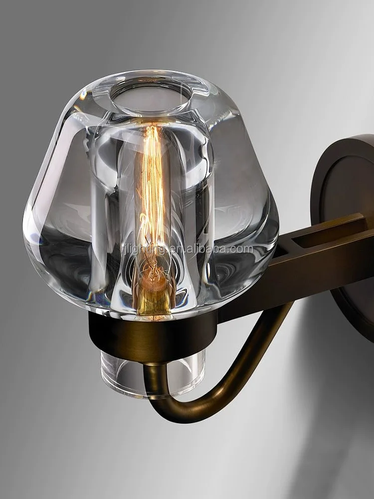 villa corridor light mirror bathroom lamp decorative lighting crystal shade brass wall lamps
