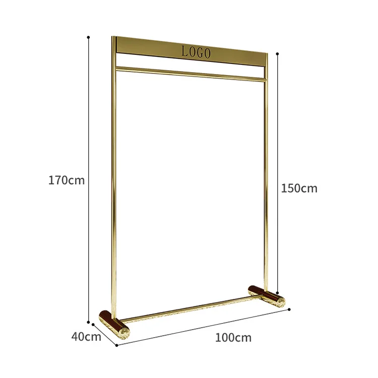 Professional Window display Children clothing Hanger Titanium golden retail display rack customized logo display Stand For Decor