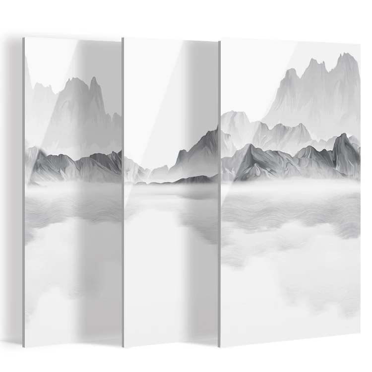 Landscape Painting Tiles Porcelain Sintered Stone Polished Glazed Large Marble Sintered Stone Slabs 900x1800x9 For Living Room