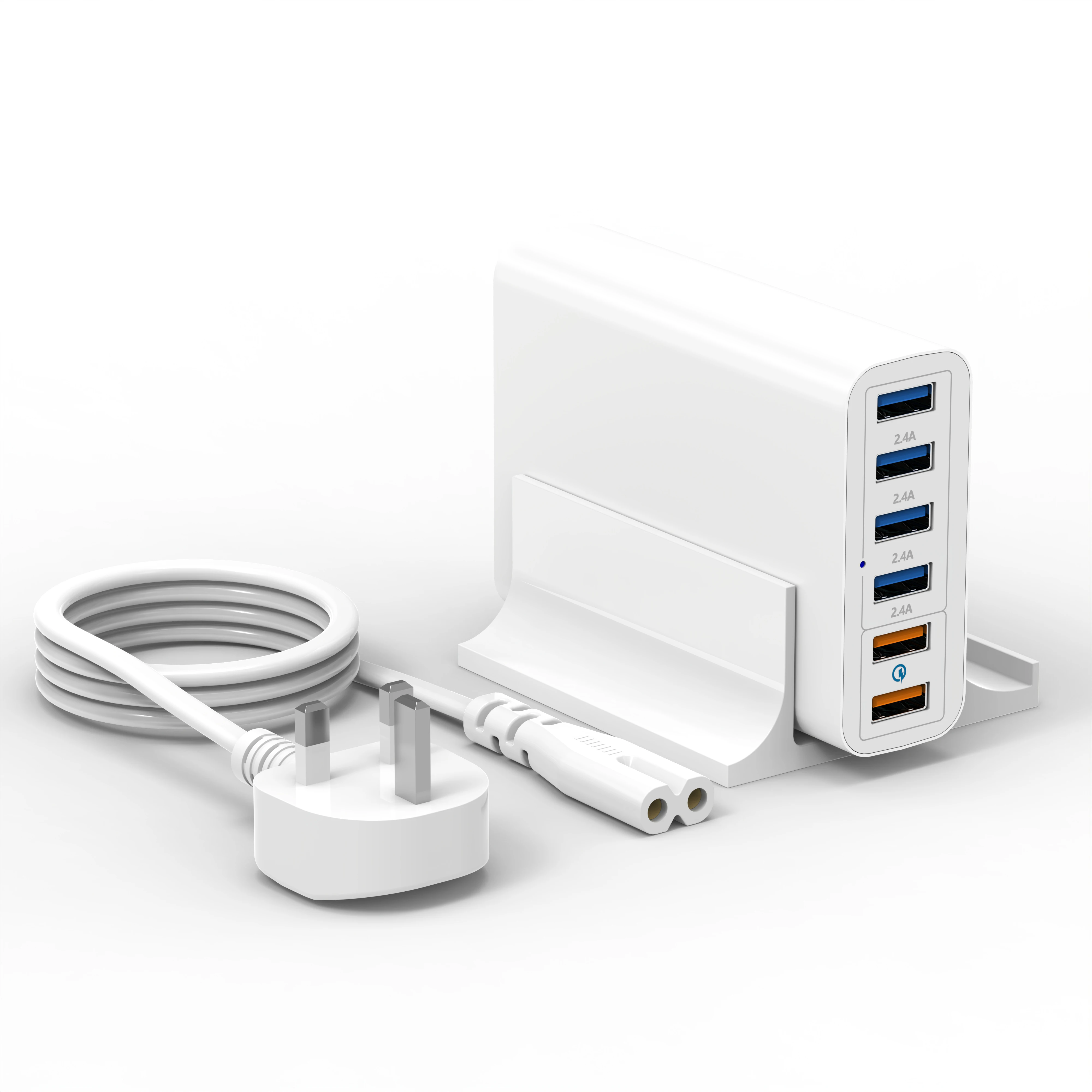 high quality black white 6 ports fast wall charge fast desktop multi mobile charger 60W desk charger for iphone 13/14