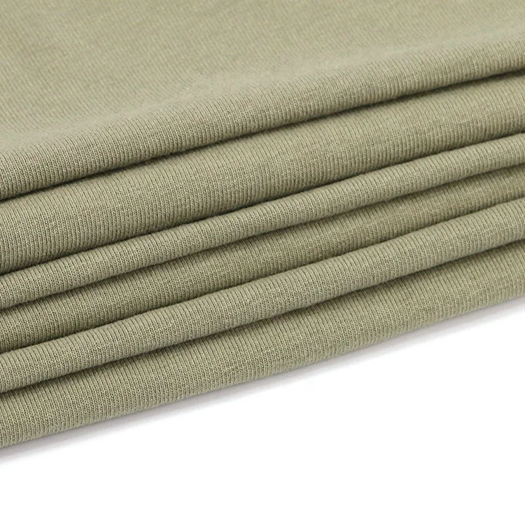 Imitation hemp single jersey dyed plain knitting 100% cotton fabric for T-shirt