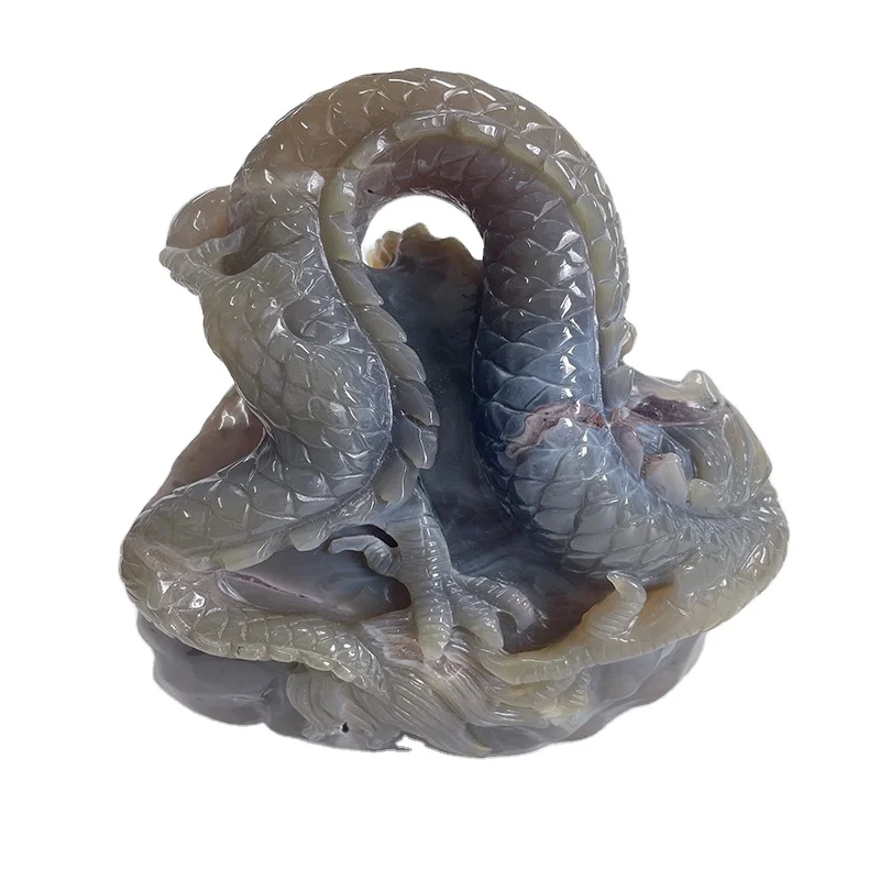 New Design High Quality Natural Amethyst Agate Druzy Crystal Dragon Ball Carving Energy Purple Crystal Geode Dragon , Decoration