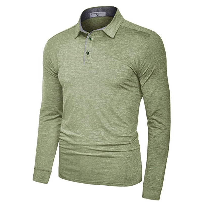 Custom logo and label daily casual style plain office business formal long sleeve polo shirts for men hot sale new style