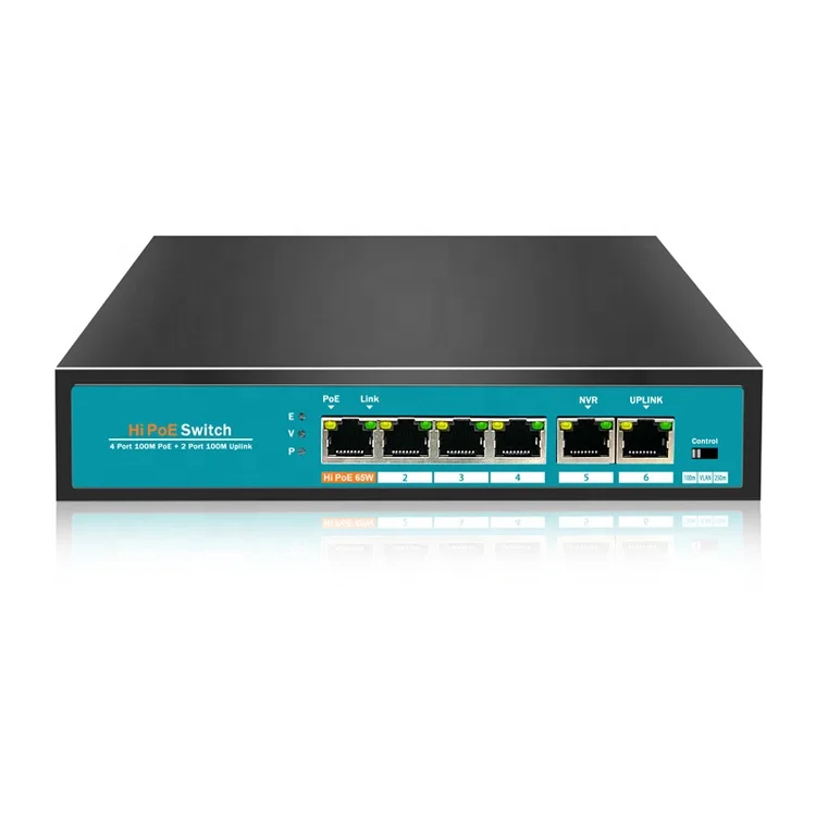 
4+2 National Standard Hi 4port poe switch 100m ethernet switch poe for network monitoring camera 