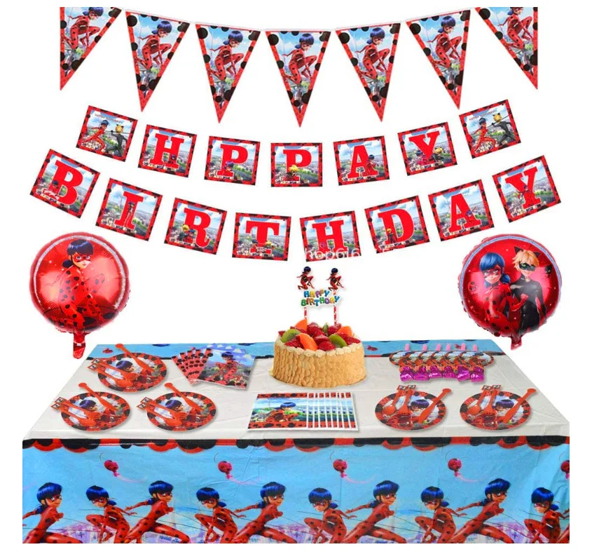 Украшение для дня рождения с героями мультфильмов, божья коровка, детский подарок на вечеринку для девочек, свадебный набор, товары для праздника