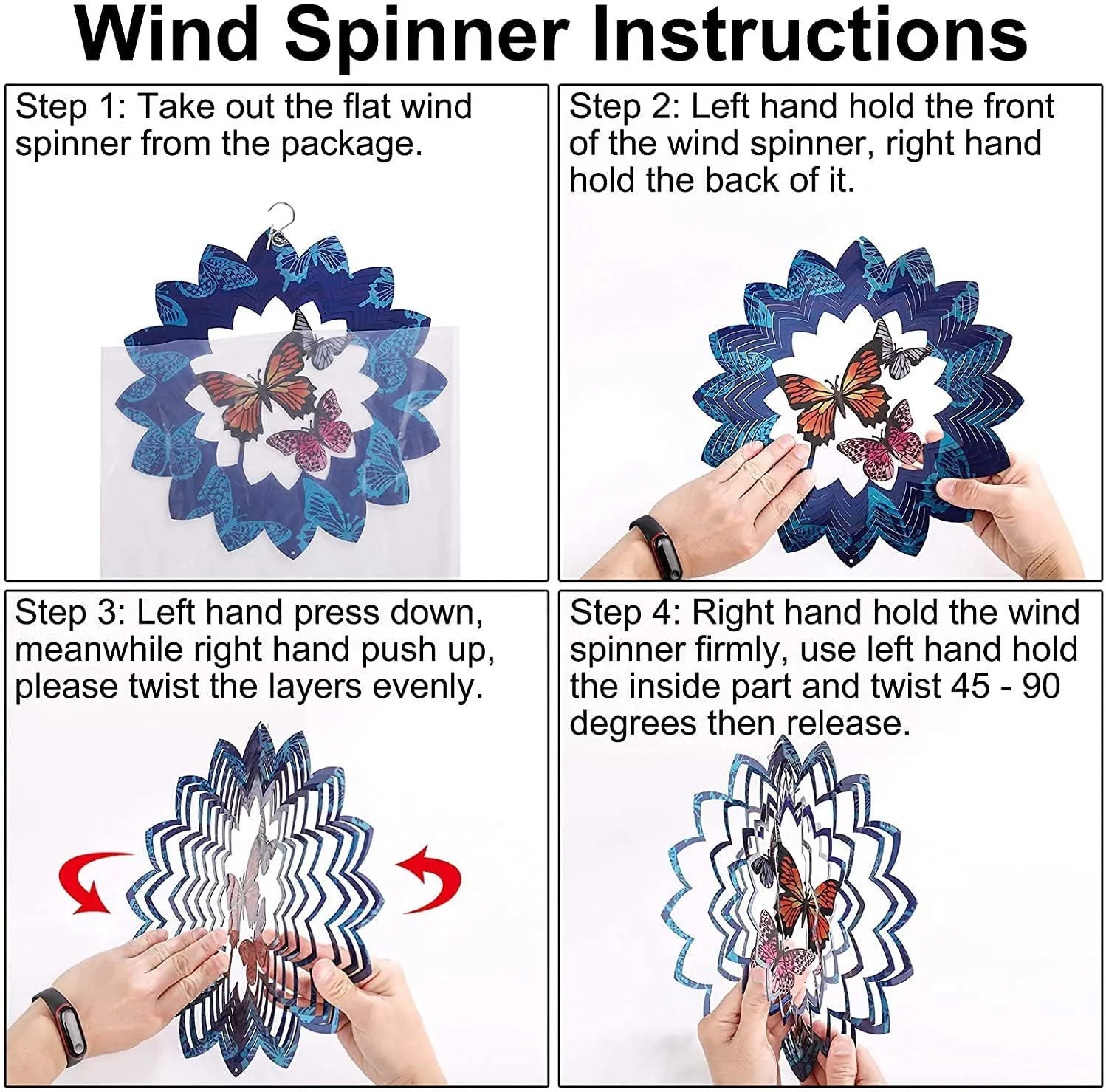 Outdoor Decorative Hanging Direct Kinetic 3D Wind Spinners Spiral Metal Garden Wind Spinners 3D Wind Spinners