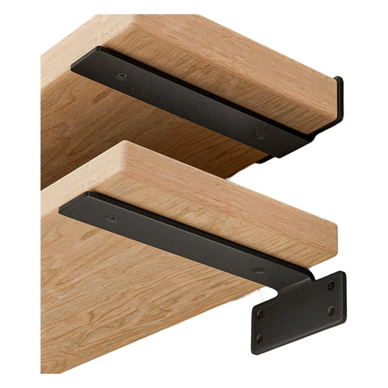 Rhetech Black Iron Bracket Invisible Floating Wall Shelves Support I Shaped Shelf Mounting Heavy Duty Shelf Brackets