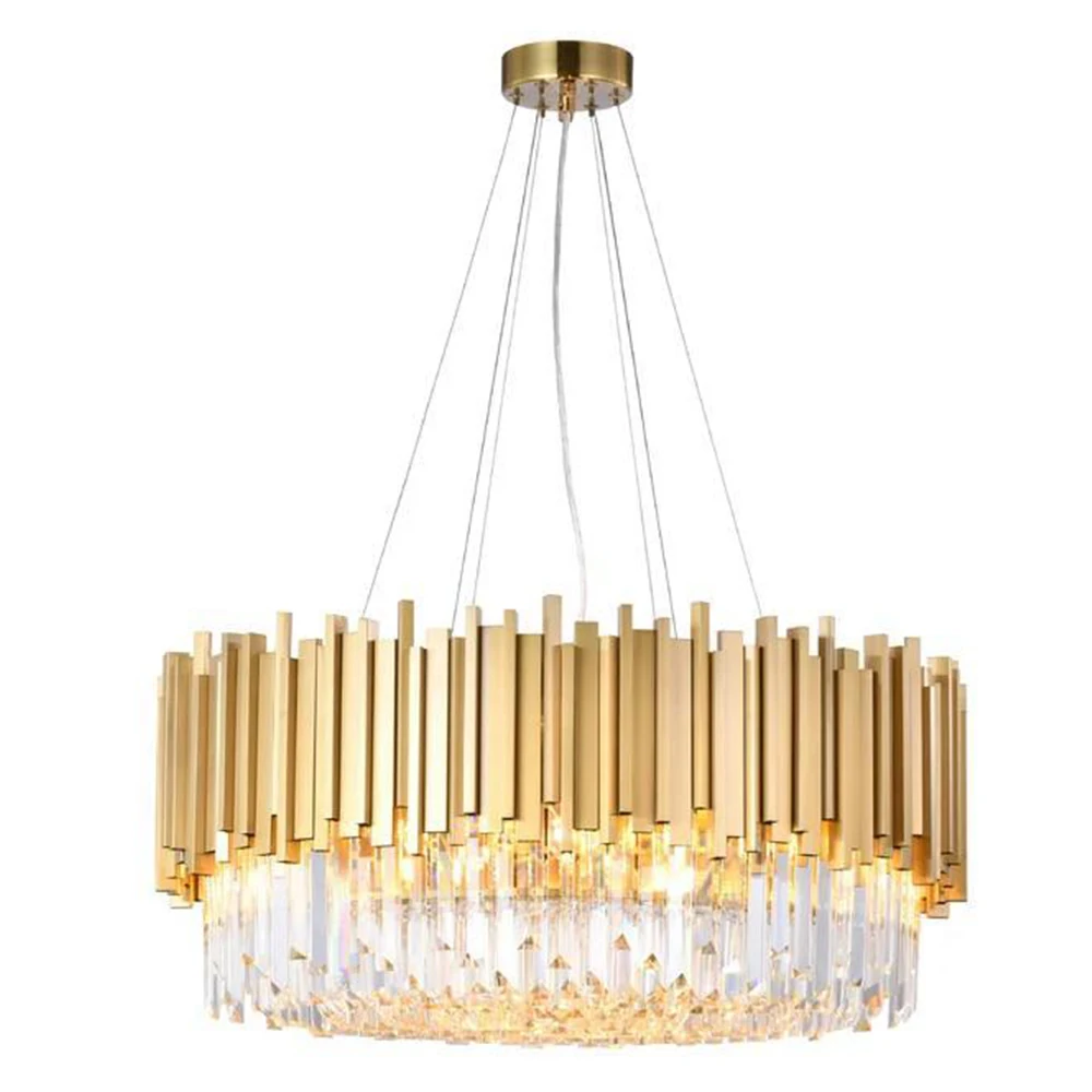 Luxury Modern Nordic Clear hanging lights Creative Gold Crystal Fringe Rounded ceiling Chandelier