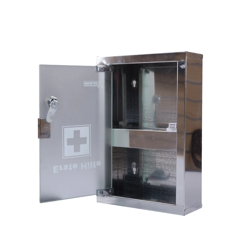 yoobox designed glass door high quality stainless steel medical cabinet first aid kit and medicine box