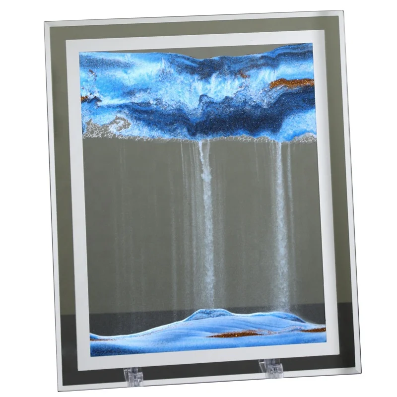 25cm Hourglass Dynamic Display Quicksand Painting Mountain Flowing Sand Picture Round Glass 3D Moving Sand Art for Kids Gifts