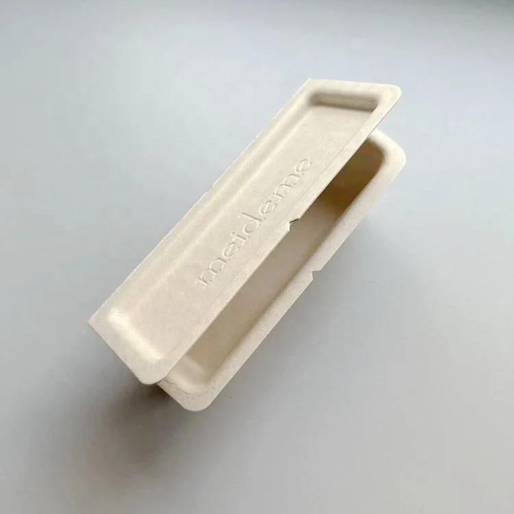 Biodegradable custom natural bagasse fiber molded pulp box packaging for bottles