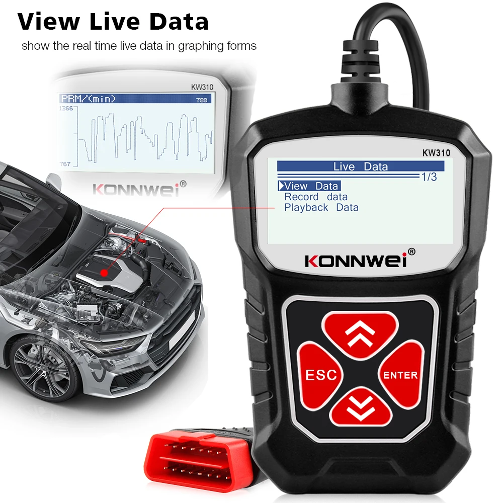 Hot Sale KW310 OBD2 Scanner Auto OBD 2 Car Scanner Diagnostic Tool Automatic Scanner Car Tools Russian Language Code Reader